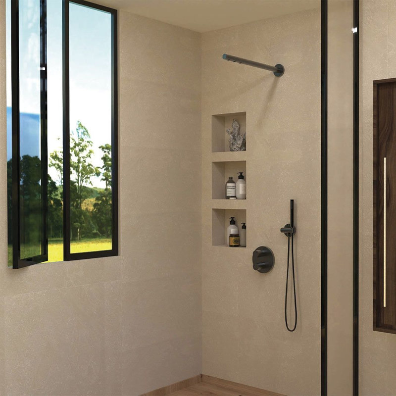DAX Portofino Brass Shower System with Hand Shower, Black