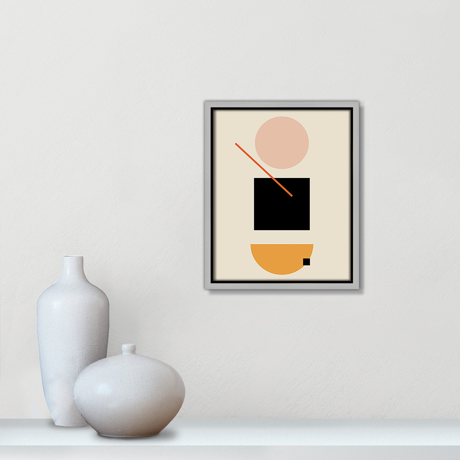 Simple Shapes Print, 11.5" H x 9.5" W x 2" D, Silver Framed