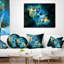 Fractal 3D Blue Bubbles - coussin imprimé abstrait