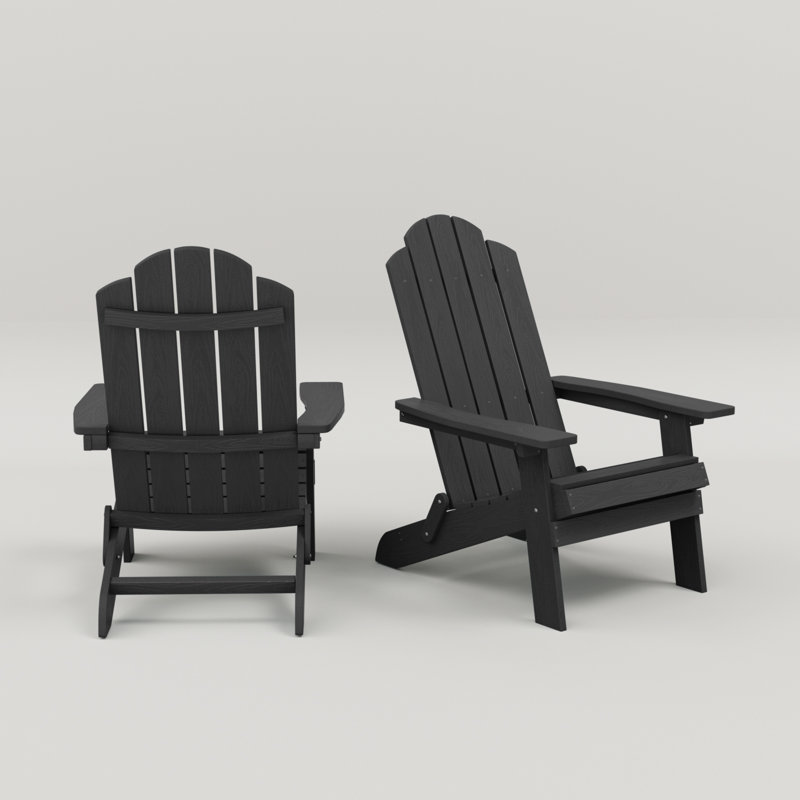 Chaise Adirondack pliante en plastique pour l'extérieur, Noir