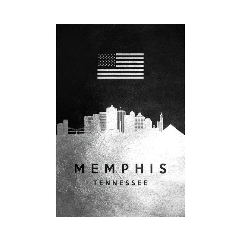Memphis Tennessee Silver Skyline II 1 Piece Wrapped Canvas Wall Art, 20.32 cm H x 30.48 cm W