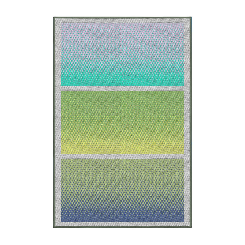 Tapis vert / jaune Power Loom, Rectangle 5 pi x 7 pi