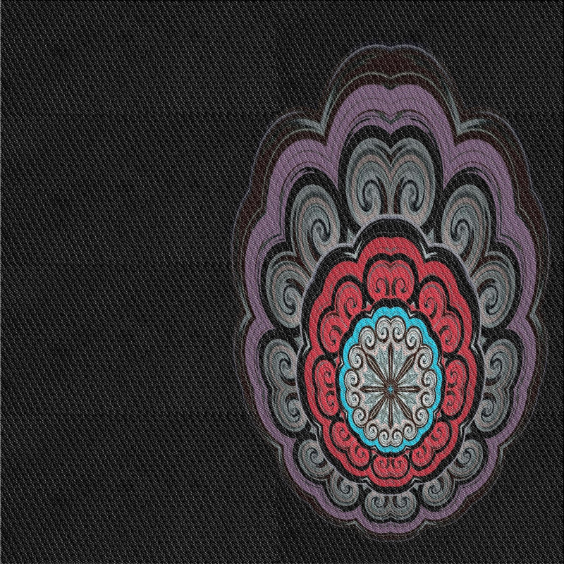 Tapis noir/mauve tissé à la machine, Carré 4 pi