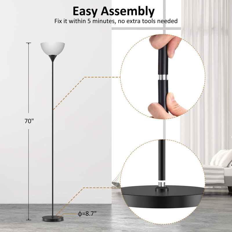 70" Floor Lamp with Remote Control, Black
