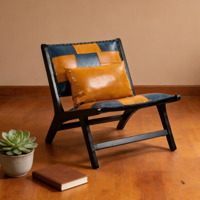 Scandinavian Accent Chair with Solid Wood Frame - Modern Boho Lounge Chair for Indoor & Covered Outdoor Use, 10-Minute Assembly Mid-Century Reading Chair for Living Room & Bedroom