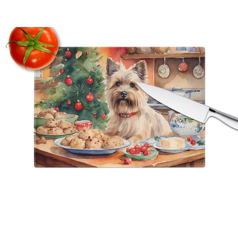 Cairn Terrier Christmas Cookies Glass Cutting Board