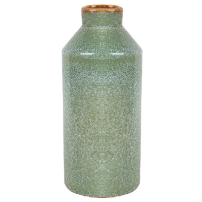 12" Green Reactive Vase – Unique Glazed Ceramic Accent for Contemporary Décor