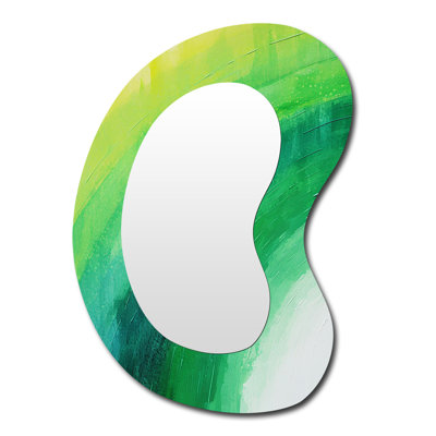 Fuyuka Magical Rainbow Essence Of Spectrum - Rainbow Asymmetrical Mirror, Green Unique Shape Unique Wall Mirror, Printed Metal Art