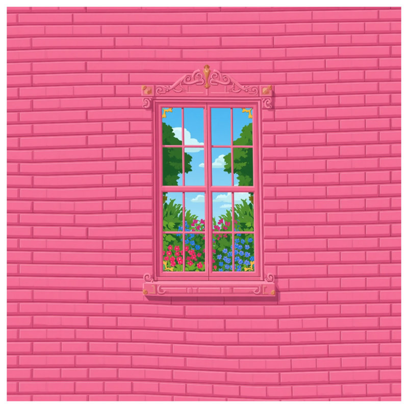 Pink Brick Wall Window Shower Curtains Extra Long, L 70 po x H 72 po