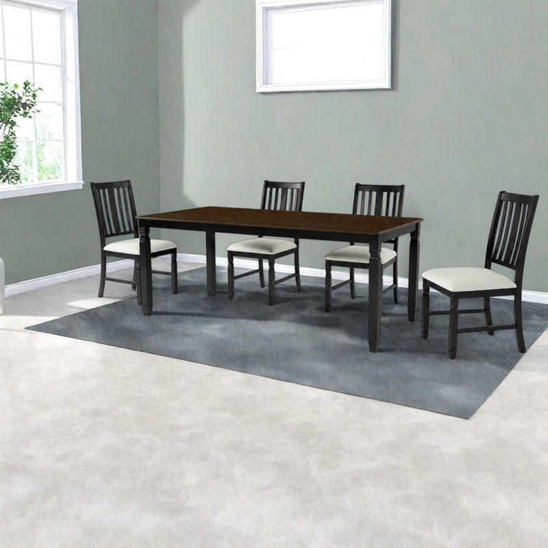 Ensemble de table à manger extensible 5 pièces (table et chaises incluses), style ferme moderne en MDF, idéal pour les repas en famille.