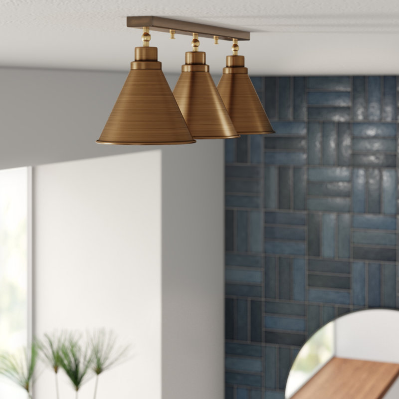 Lustre industriel rétro, structure en métal brun, 28,3 po x 7,9 po x 10,2 po | 3 x douilles E27 (40 W maximum) | Design scandinave élégant, parfait pour la salle à manger et les espaces de vie | Certifié IP20, plaque de base robuste de 22,8 po x 2,4 po x 1,6 po