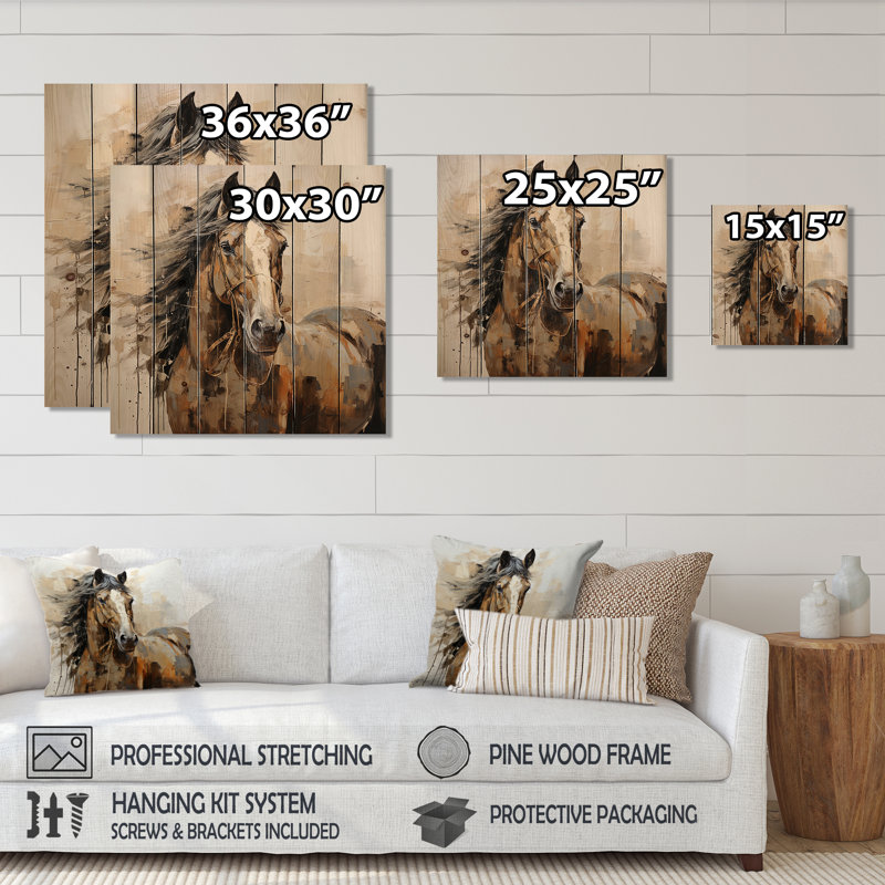 Hayzen - Décoration murale animaux sur bois de pin naturel, H 15 po x l 15 po