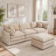 Canapé modulaire en L en forme de L avec repose-pieds mobile, revêtement en chenille, café-1644026318-1644026322