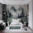 Misty Pine Mountain Landscape Mural-28707669