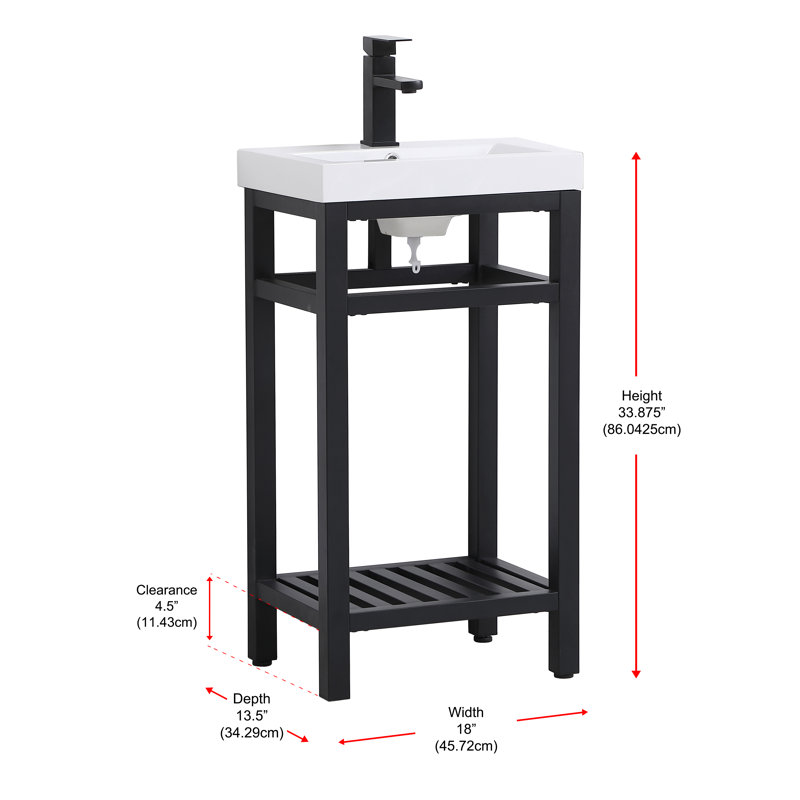 Raya 18'' Single Bathroom Vanity with Resin Top, Black