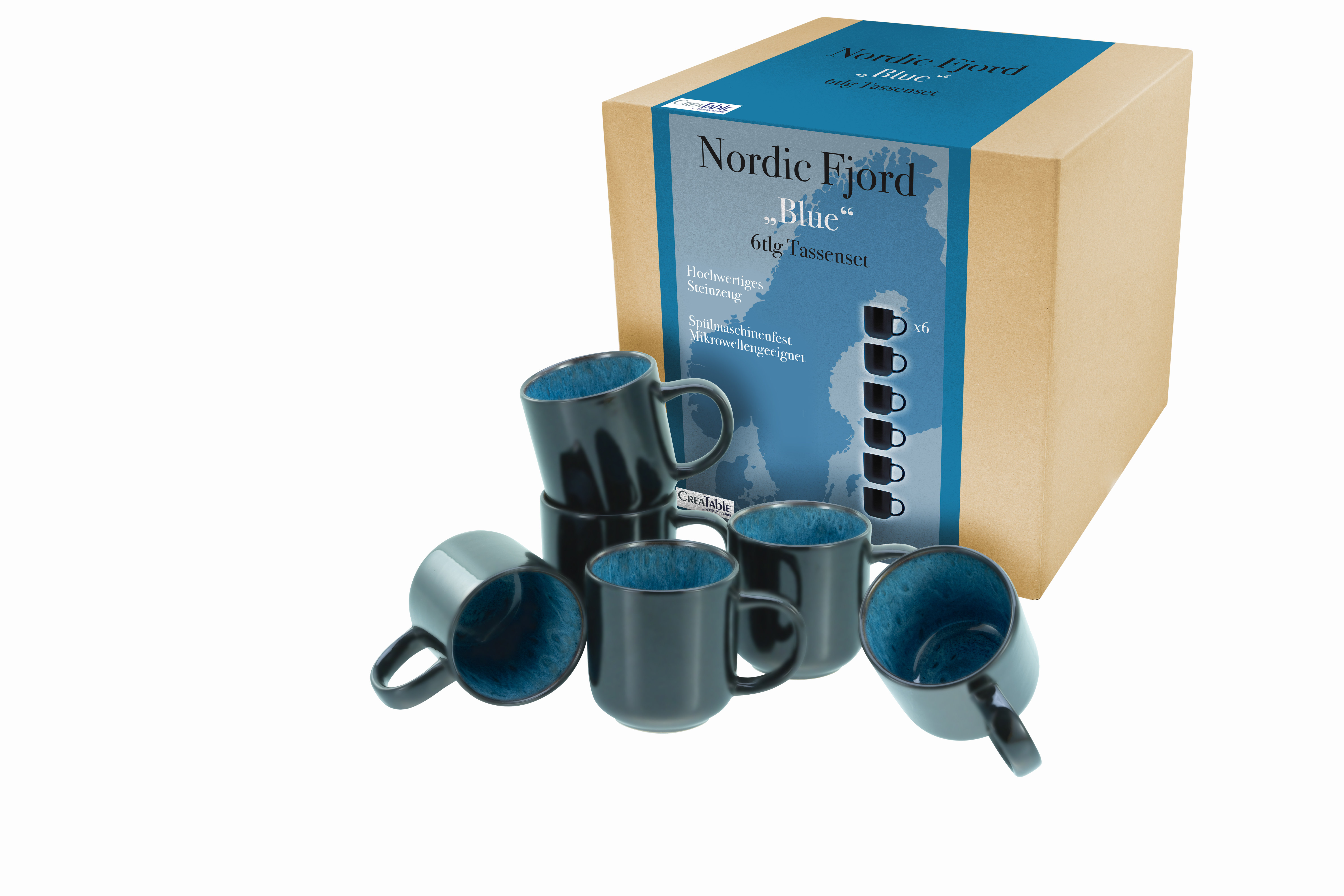 Creatable, 21552, Nordic Fjord Blue, Kaffeebecher Set 6-tlg