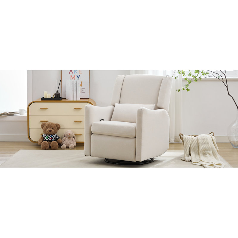 Fauteuil inclinable pivotant avec coussin, Lin beige