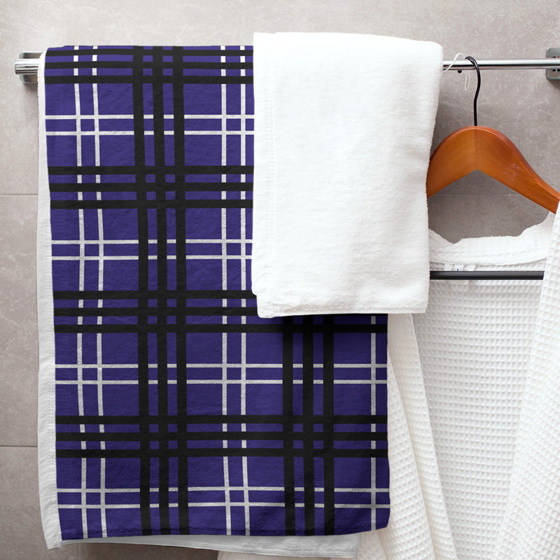 Serviette de bain Baltimore football Luxury, Mélange polyester-coton, Mauve / blanc / noir