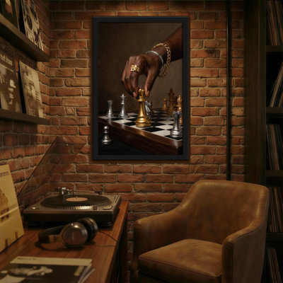 Abstract Chess Hand Golden King Silver Pieces