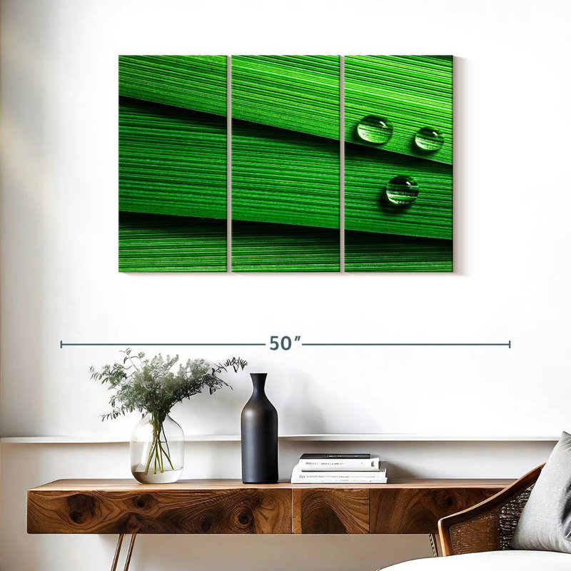 Harnek Droplets On Leaf, 24" H x 38" W