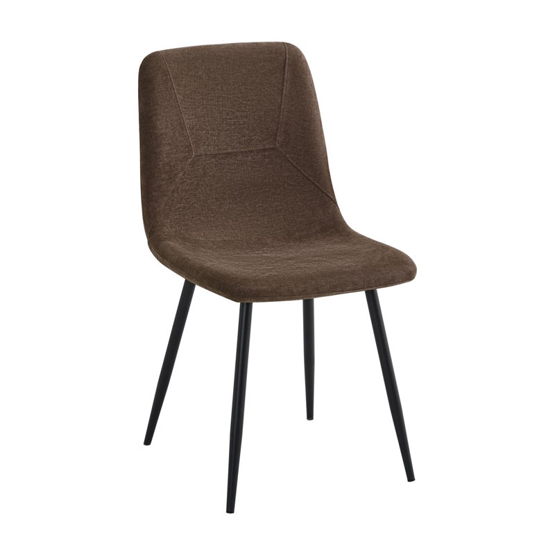 Fabric Upholstered Metal Side Chair in Brown, 2, Brown