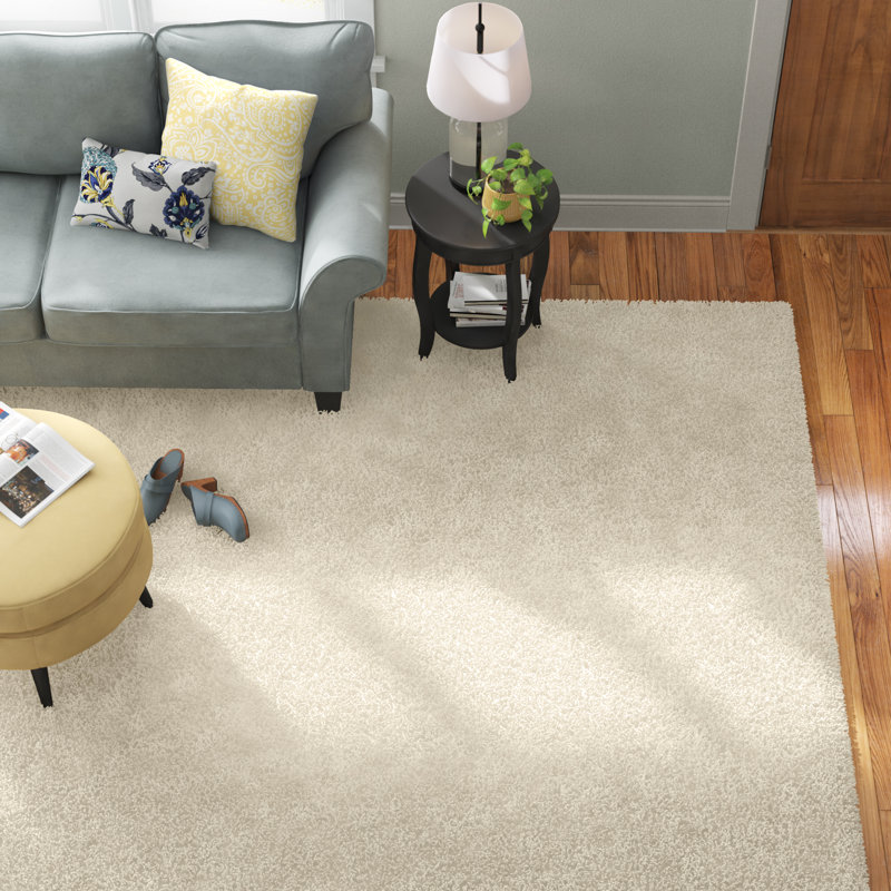 Tapis ivoire à poils longs Renesha, Rectangle 9 pi x 12 pi