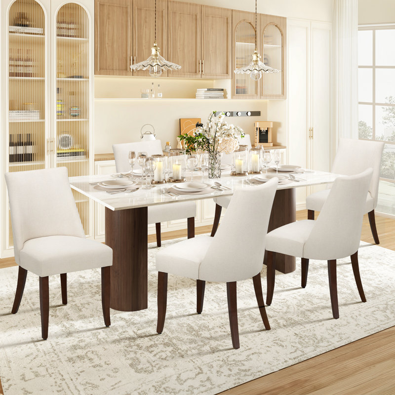 50.5cm H Upholstered Upholstered Back Parsons Chair, Beige