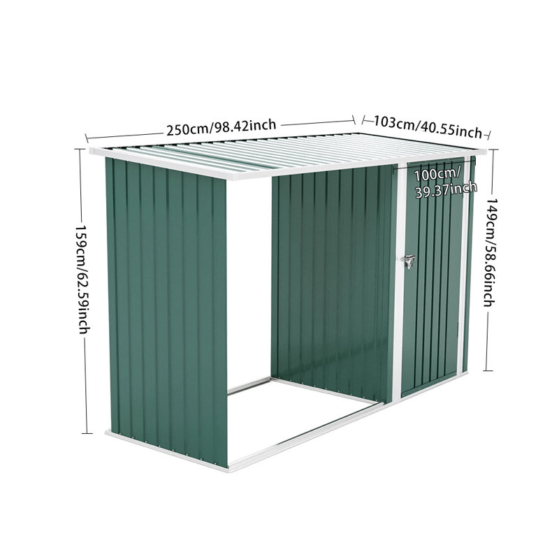 250cm W x 103cm D Metal Log Store
