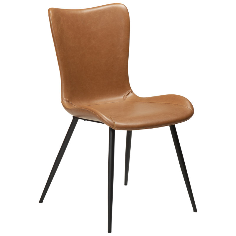 47cm H Polyester Blend Upholstered Side Chair, Black, Light Brown