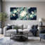 Ensemble de 3 reproductions d'art floral bleu sarcelle et renoncule-1274333679