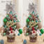 2 pièces arbre de Noël artificiel floqué arbre de Noël 45 cm neige floqué avec guirlandes de lumières à DEL pour les petites fêtes artificielles
