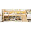Lit mezzanine simple Natural TG avec tablettes de rangement, lumières à DEL et garde-corps pleine longueur, assemblage simple, solution compacte en bois massif avec finition parfaite pour la chambre à coucher, finition