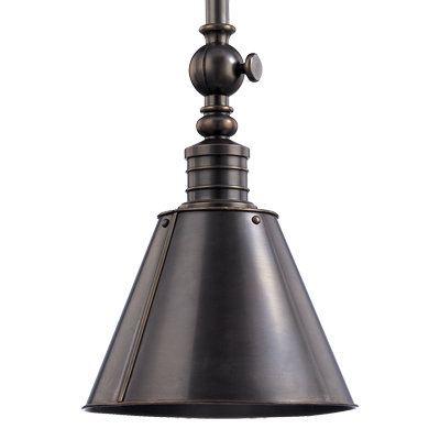 Darien 1 - Light Pendant, Distressed Bronze, 75W A19, Steel Shade