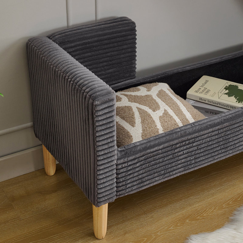 Banc de rangement rembourré à dessus rabattable avec coussins, Gris anthracite