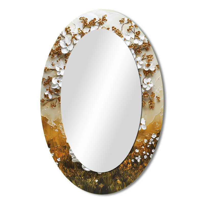 Miroir mural traditionnel doré et blanc Silhouette Basswood III, 36 po x 24 po