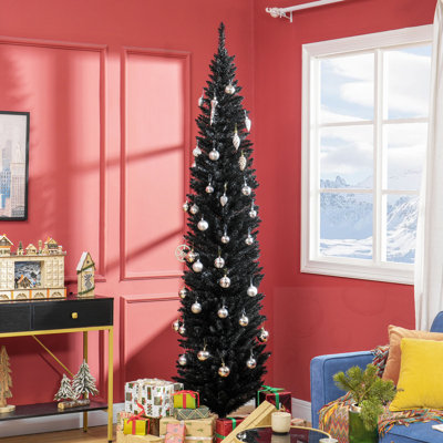 8' Artificial Pencil Christmas Tree With Plastic Stand
