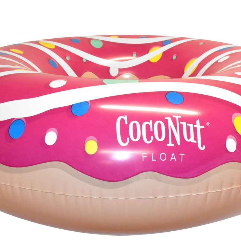 CocoNut Float: beignet rose saupoudré et glacé - anneau de piscine gonflable de 48 po, anti-fuite, durable, accessoire de fête