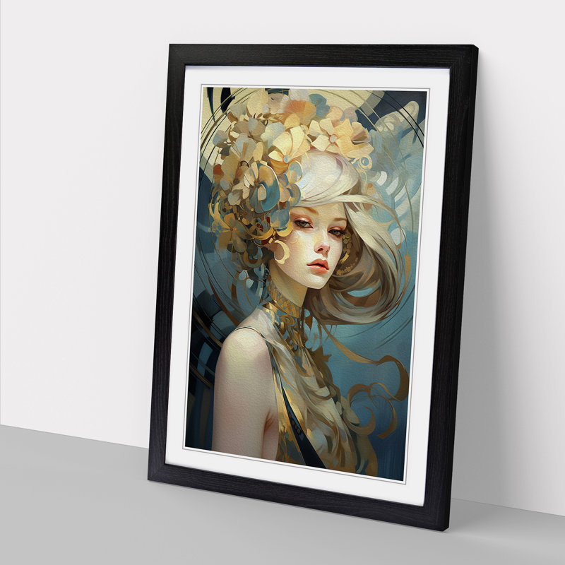 Art Nouveau Woman Futurism - Framed Print, Black Framed, 46cm H x 34cm W