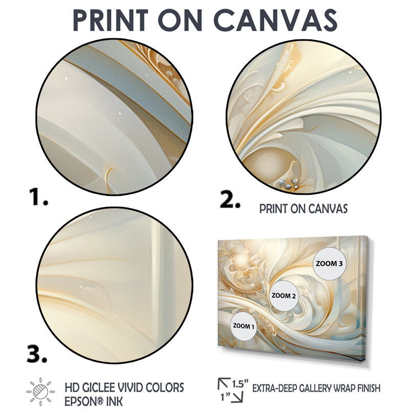 «Tender Whirling White Illustration IV - Abstract Spirals», art mural sur toile 4 pièces, Noir