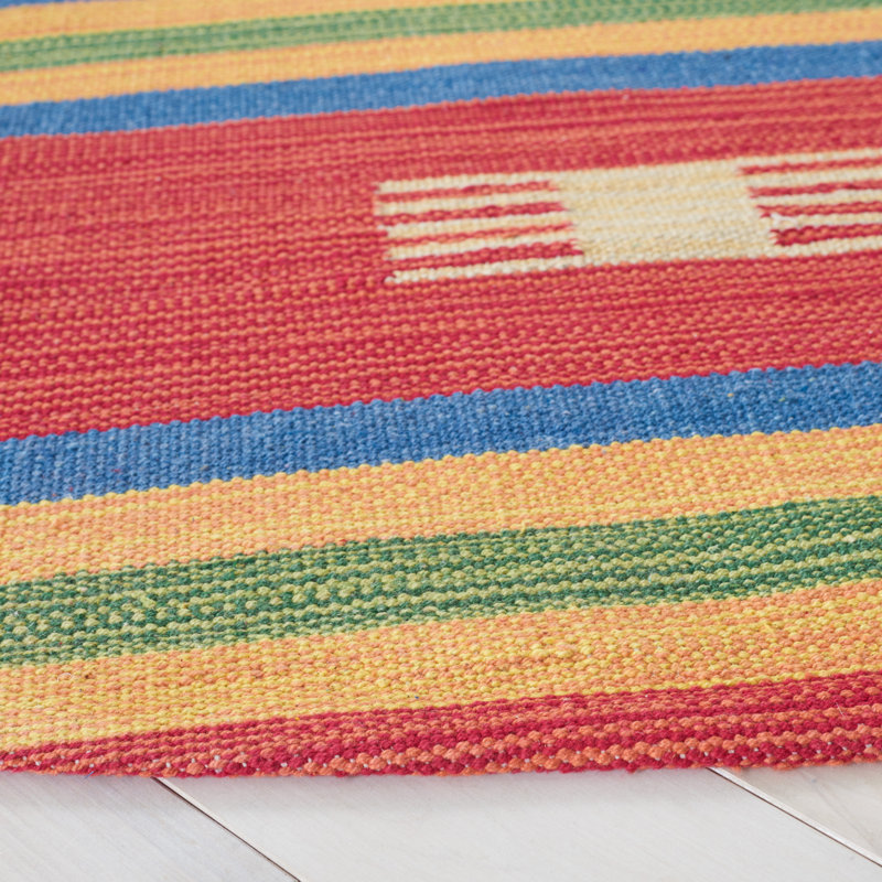 Barhorst Hand Woven Cotton Southwestern Rug, Round 6'