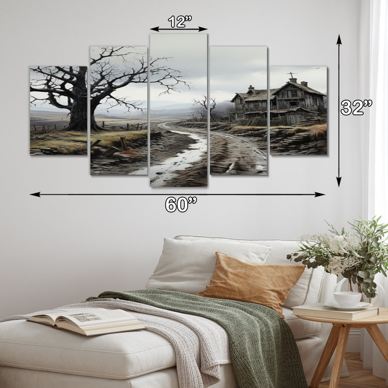 Lonely House Country Road - Impression sur toile - 5 panneaux