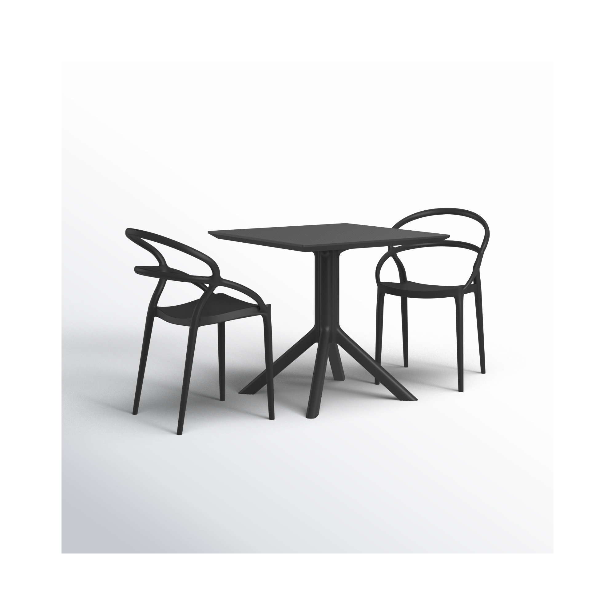 Farrah Patio 3 Piece Bistro Set, Black