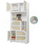 Armoire de rangement avec portes en rotin, huche autoportante avec prise de courant, 4 portes, 4 tiroirs