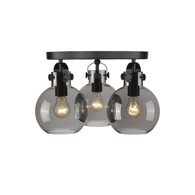 Slocomb Glass Semi Flush Mount, Plated Smoke, Matte Black