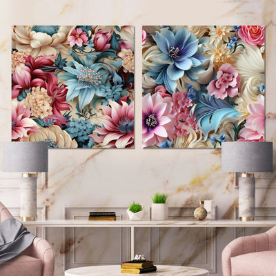 Faustine - Ensemble de salon mural floral 2 pièces