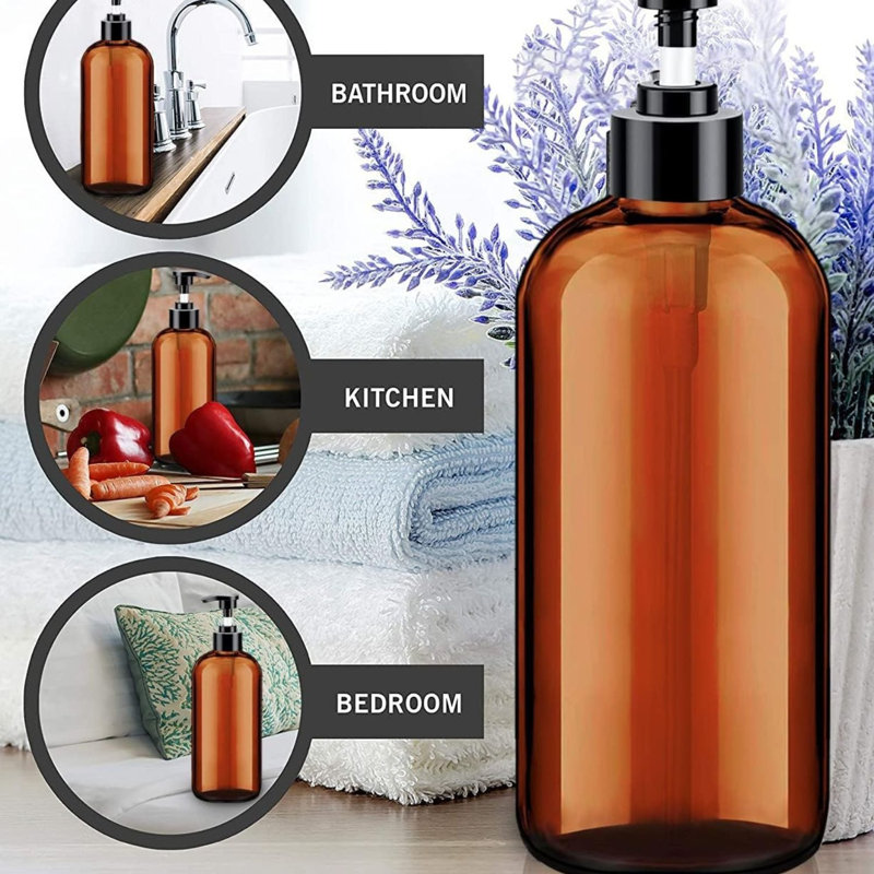 Ensemble de 2 bouteilles de pompe en plastique Amber