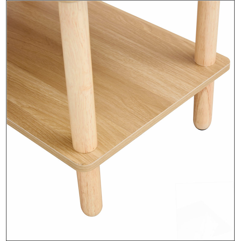 Modern 2-Tier TV Stand for Living Room Furniture,Rectangular Centre Table with Open Storage Shelf,Rounded Rubberwood legs,Stable and Durable,Easy Assembly