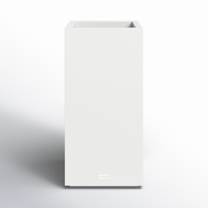 Block Series Pedestal Planter, White, 31.75” H x 15.5” W x 15.5” D