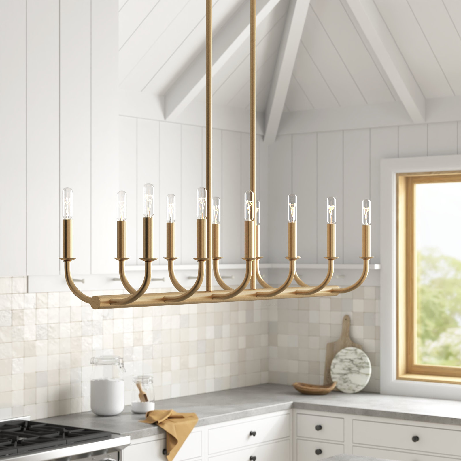 Gilmour 42" W 12-Light Kitchen Island Linear Pendant, Gold