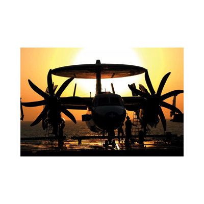 Sailors Work on an E-2C Hawkeye Aircraft Aboard USS Abraham Lincoln 1 Piece Wrapped Canvas Wall Art
